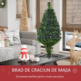 Brad de Craciun Artificial cu 90 Ramuri in PVC si Fibra Optica 90cm, Brad de sarbatori, decoratiune de craciun HOMCOM | Aosom RO