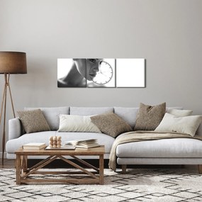 Tablou - Portretul femeii, alb- negru (cu ceas) (90x30 cm)