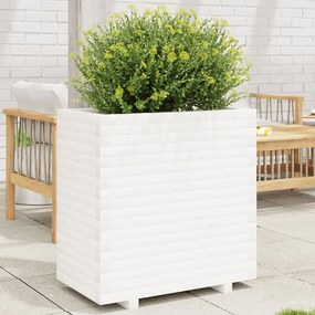 vidaXL Jardinieră de grădină, alb, 70x40x72,5 cm, lemn masiv de pin