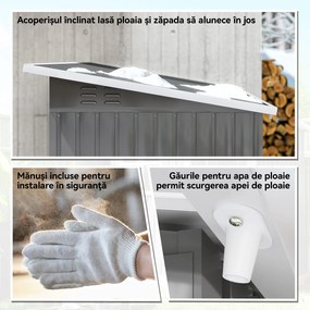 Outsunny magazie grădină căsuță de grădină pentru unelte cu ușă largă și fereastră, 221x133x190 cm gri închis | Aosom Romania