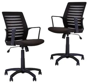 Set 2 scaune de birou MASTER GTP, cu brate, mesh textil, negru