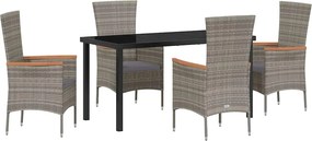 vidaXL Set de masă pentru grădină 5 pcs Gri Oțel vopsit electrostatic