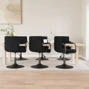 vidaXL Scaune de sufragerie pivotante 6 buc, negru, catifea