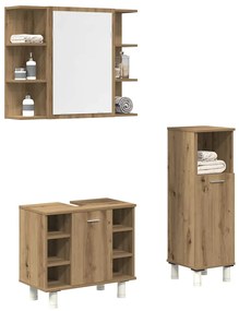 vidaXL Set mobilier de baie, 3 piese, stejar artizanal, lemn prelucrat
