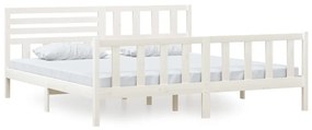 3101174 vidaXL Cadru de pat, alb, 200x200 cm, lemn masiv