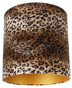 Abajur din catifea cu imprimeu leopard 40/40/40 interior auriu