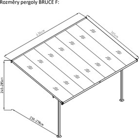 Pergolă de grădină din aluminiu BRUCE F, 436 x 305 cm