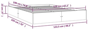 Cadru de pat Small Double 4FT, 120x190 cm, lemn masiv Maro, 120 x 190 cm