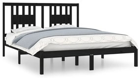3104072 vidaXL Cadru de pat King Size, negru, 150x200 cm, lemn masiv