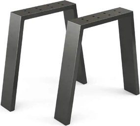 Set 2 picioare metalice pentru măsuță de cafea, design industrial, negru mat