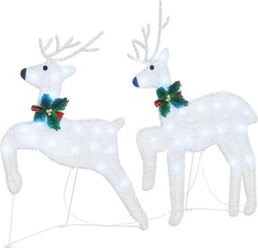 vidaXL Reni LED 2 pcs Alb Rece țesătură