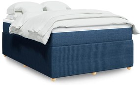 vidaXL Pat box spring cu saltea, albastru, 140x200 cm, textil