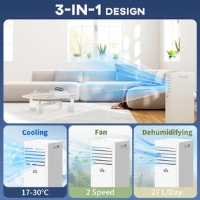 HOMCOM Climatizator Portabil 9000BTU: Răcire, Ventilator, Umiditate, Control Distanță - 20m² | Aosom Romania