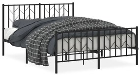 374455 vidaXL Cadru pat metalic cu tăblie de cap/picioare, negru, 140x190 cm