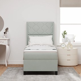 vidaXL Pat cu arcuri cu headboard Gri deschis 80 x 200 cm Catifea