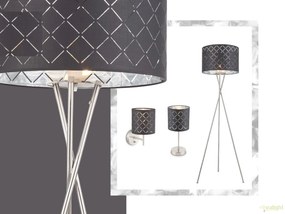 Lampadar elegant cu abajur din tesatura gri cu argintiu, Kidal 15228S1 GL