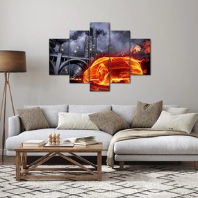 Tablou cu mașina în flăcărată (150x105 cm)