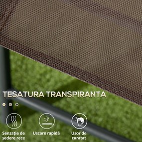 Outsunny Set de Grădină cu 3 Piese, cu Masă cu Blat din Sticlă - Maro | Aosom Romania