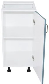 Corp inferior cu 1 usa Zebra, Alb/MDF Albastru fara blat, 40 x 82 x 50 cm