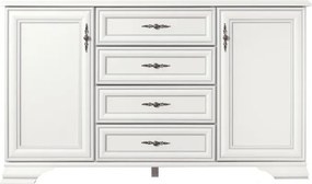 Comoda LUXERA, 2 Usi 4 Sertare, MDF Alb Alpin