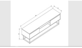 Comodă TV cu aspect de lemn de pin Kalune Design Belinda, lungime 180 cm, natural