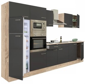 Mobilă de bucătărie Yorki 330, corp din stejar sonoma, cu față antracit satinat