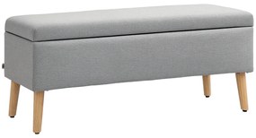 HOMCOM băncuță tapițată cu spațiu de depozitare, material textil tip in, picioare de lemn, capacitate 220 kg, 110x39x45 cm, gri | Aosom Romania