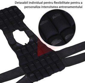 HOMCOM Vesta ponderata 20kg cu 38 Greutati, Captuseala si Inchideri cu Velcro