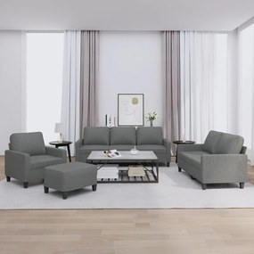 vidaXL Set de canapele cu perne, 4 piese, gri închis, textil
