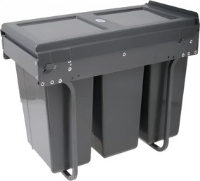 Cos gunoi incorporabil GTV Practi Eco, colectare selectiva, pentru corp de 300 mm, gri antracit, 3 x 10 l Plastic, Gri antracit, L:282 mm; A:500 mm;