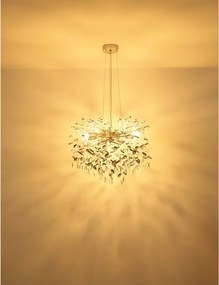 Lustra suspendata metal argintiu mat, cristale de sticla QUEENA