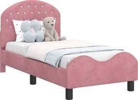 vidaXL Cadru de pat pentru copii cu spătar Roz 70 x 140 cm Catifea