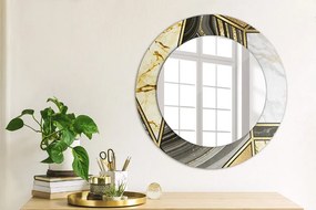 Oglinda cu decor rotunda Marmură și aur