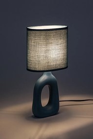 Lampa de masa ceramica si abajur albastru Sylira