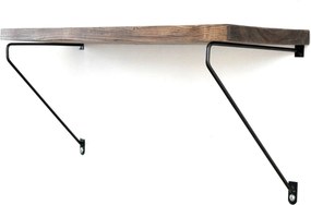 Polita WR038, nuc/negru, lemn de molid/metal, 60x14x20 cm