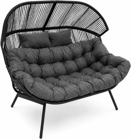 Canapea de gradina AURELO cu doua locuri 146 cm, neagra