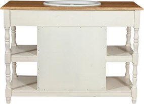Mobilier de baie din lemn masiv, lavoar ceramica , alb antichizat  natur, L128x54xH92 cm