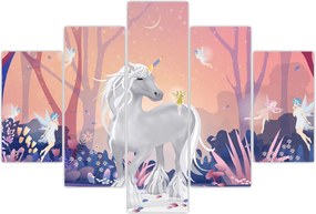 Tablou - Unicorn în pădurea fermecată (150x105 cm)