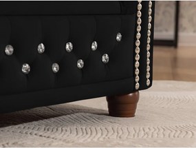 Colțar negru extensibil cu tapițerie din catifea (cu colț pe partea stângă/în formă de ”L”) York Blik – Ropez