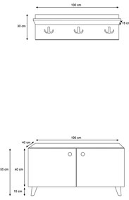 Set mobilier pentru hol Gardi (Stejar + Alb). 1072691