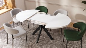 Mazzoni RENZO Alb/picior negru - MASĂ ROTUNDĂ Ø110 EXTENSIBILĂ PÂNĂ LA 180 cm | PENTRU BUCĂTĂRIE SUFRAGERIE LIVING RETRO