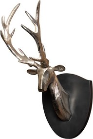 Decoratiune de perete, cap de cerb patinat, din aluminiu, Deer