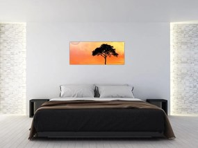 Tablou cu copac în apus de soare (120x50 cm)
