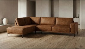 Colțar maro coniac cu tapițerie din imitație de piele (colț pe partea stângă ) Copenhagen – Scandic