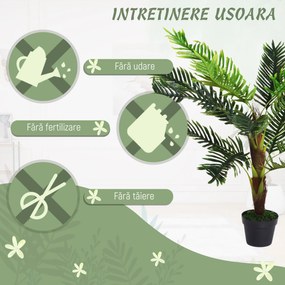 Outsunny Planta Artificiala Palmier Cycas Inaltime 123cm, Planta Artificiala cu Ghiveci Inclus, Decoratiune pentru Casa si Gradina | Aosom Romania