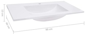 Chiuveta incorporata, alb, 900 x 460 x 130 mm, SMC 90 x 46 x 13 cm