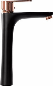 Baterie lavoar inalta Rea Mild negru - Rose Gold monocomanda