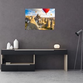 Tablou pe sticlă - Baloane cu aer cald (70x50 cm)