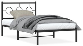 376221 vidaXL Cadru de pat din metal cu tăblie, negru, 100x200 cm