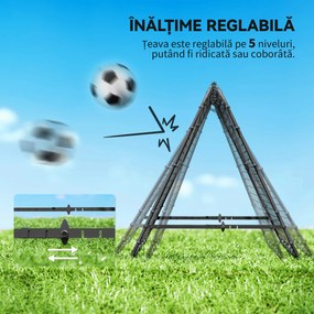 HOMCOM Plasa de fotbal pliabila din PE si  oțel, cu unghi reglabil si cuie, 100x95x90 cm, albastru | Aosom Romania